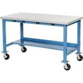 Global Equipment Mobile Production Workbench w/ Square Edge Top   Power Apron, 72"W x 36"D 253974BBL